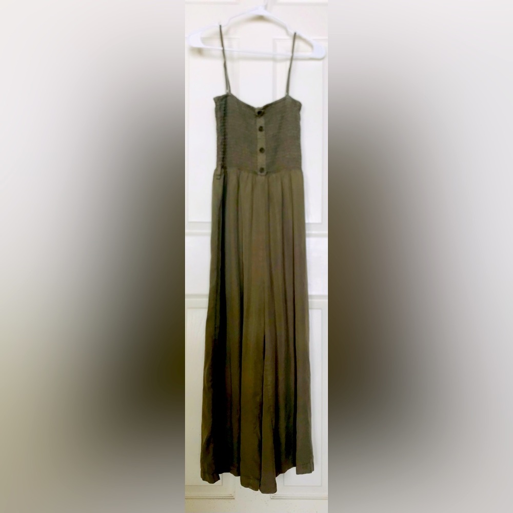 Boho Solid Green Sleeveless Long Length Jumpsuit